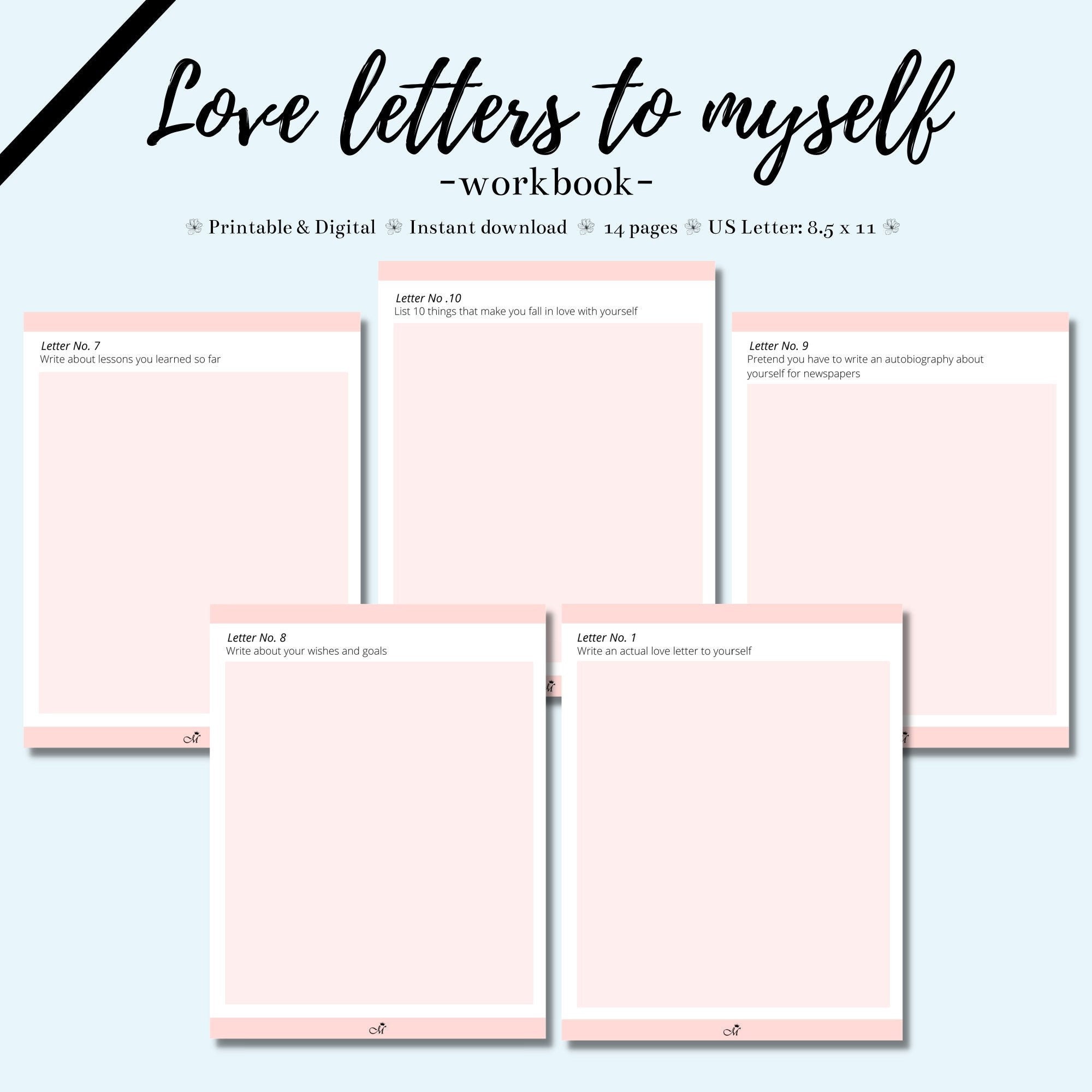 Love letters to myself Workbook Self love workbook Self Etsy