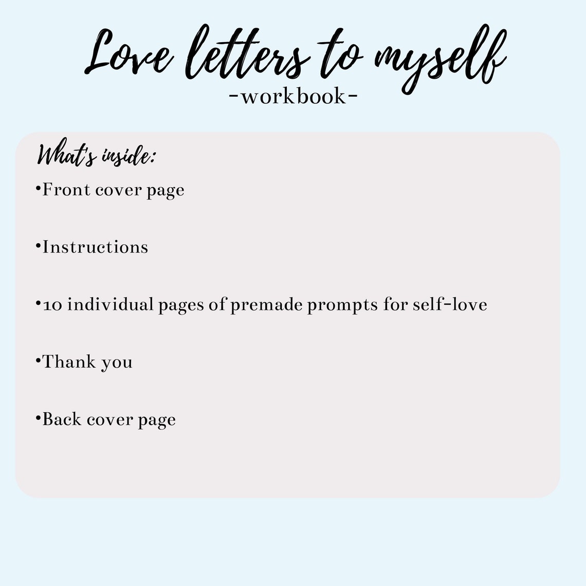 Love Letters To Myself Workbook Self Love Workbook Self Etsy