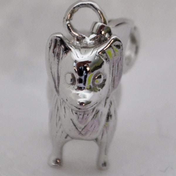 Hunde-Charm, Anhänger, Papillon, 925 Silber, Breed Papillon, with Lobster Clasp