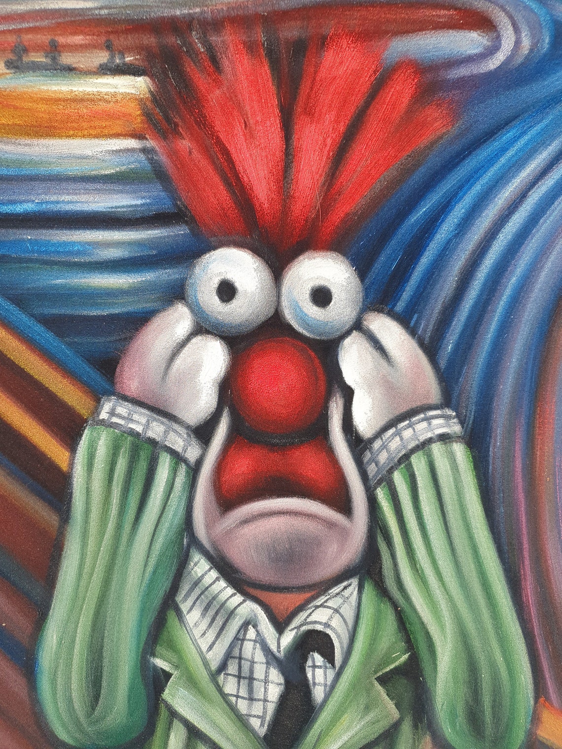Beaker Muppet Painted in Style of the Scream by Etsy