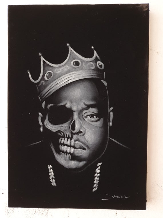 Biggie Smalls portrait; The Notorious B.I.G.; Crown hat; Original Oil –  velvetify