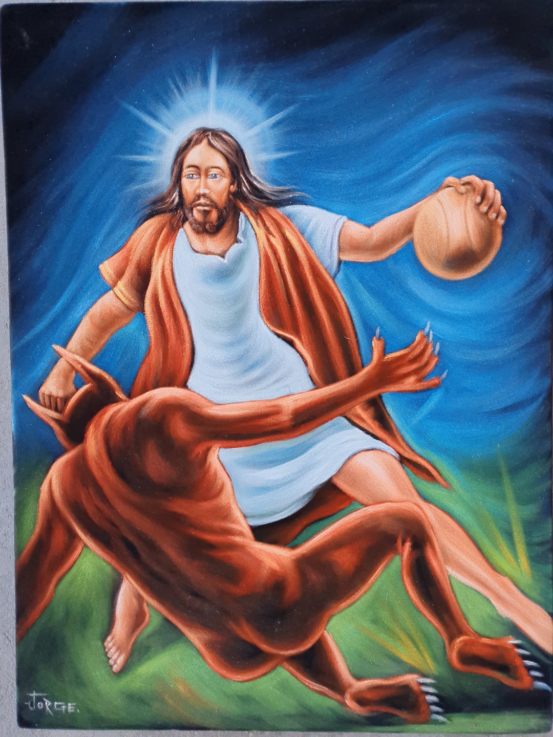 Jesus Christ Plays 1on1 Basketball With Devil Satan NBA Etsy