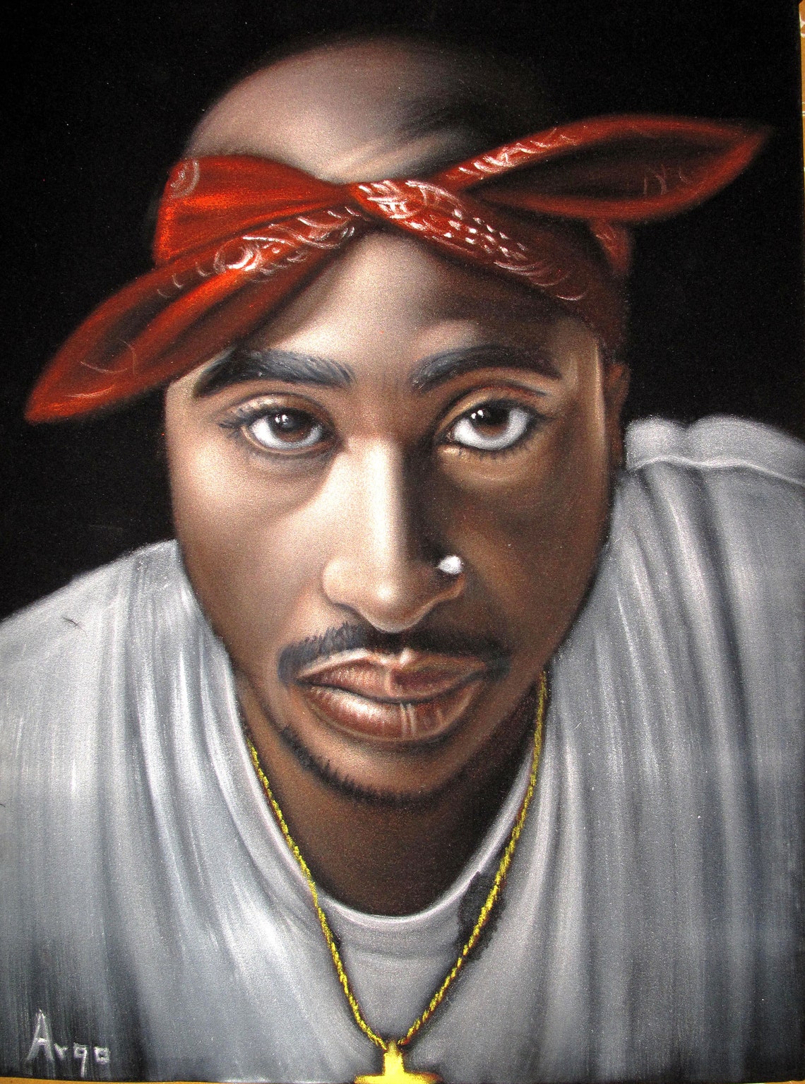 Tupac Shakur 2pac Portrait Original Oil Painting Black Velvet - Etsy UK