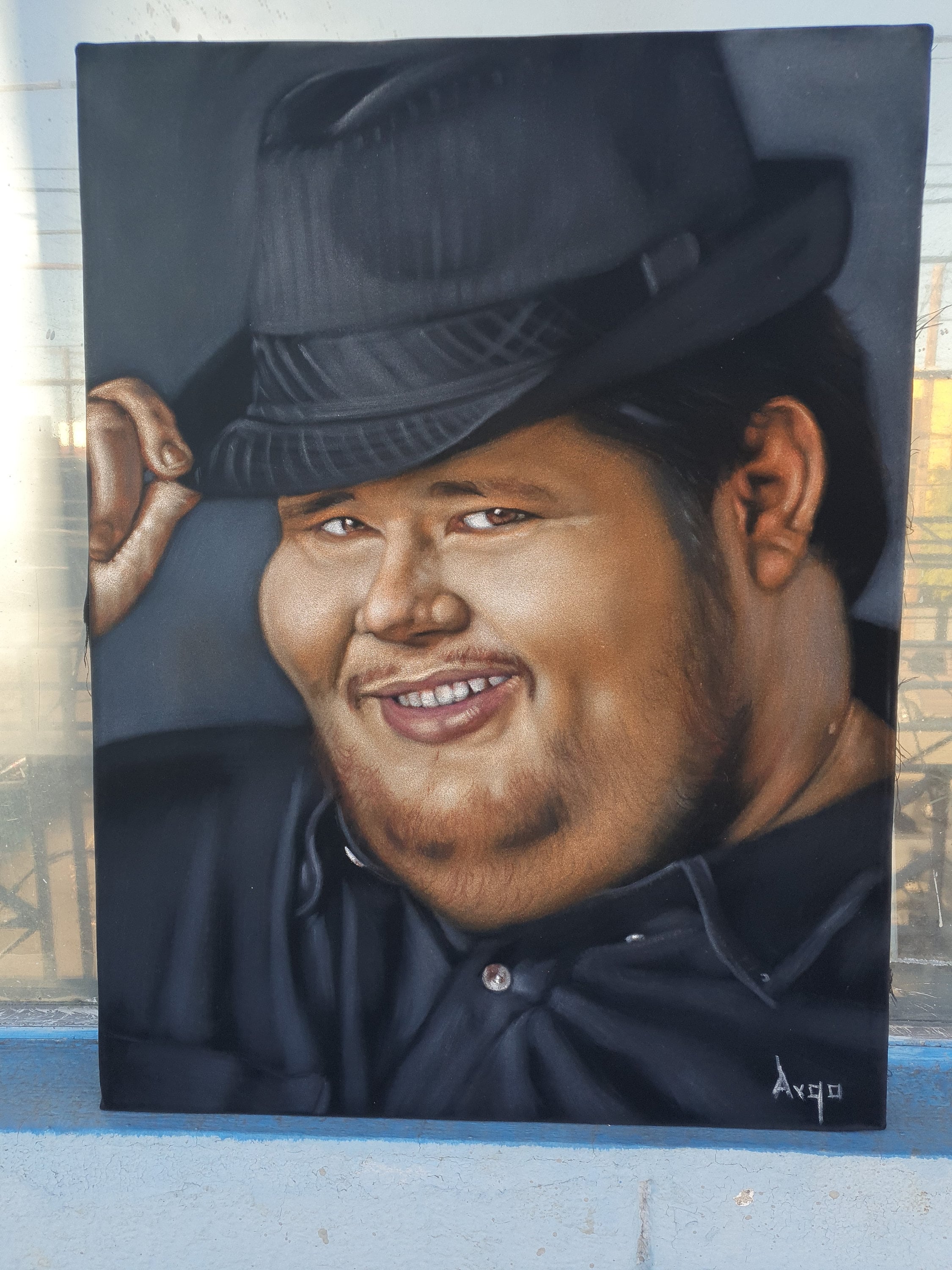 Art & Collectibles Oil pop art portrait Fat FEDORA GUY MEME neck beard