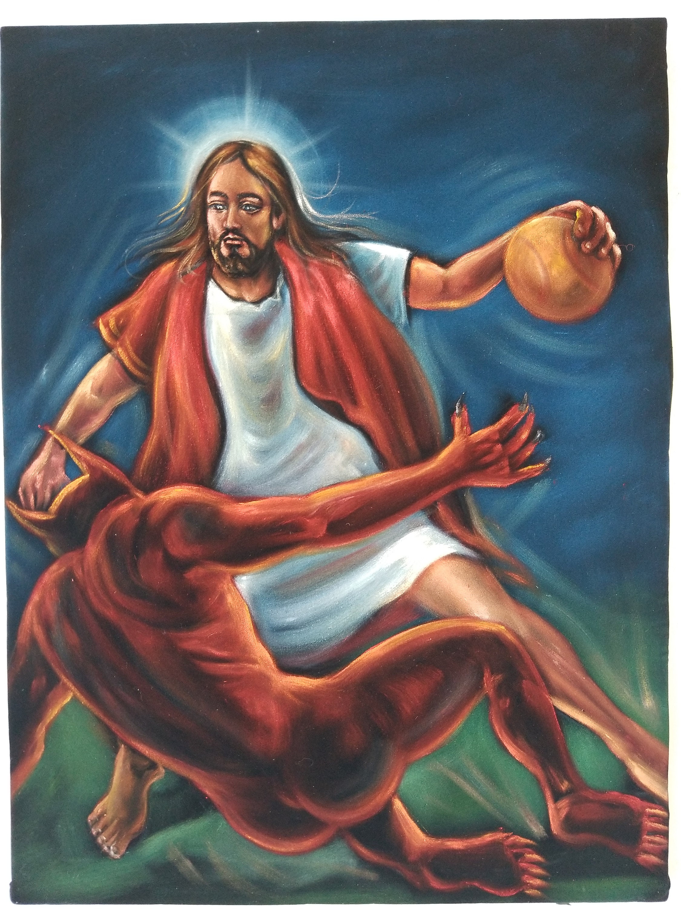 Jesus Christ Plays 1on1 basketball with Devil Satan NBA Etsy