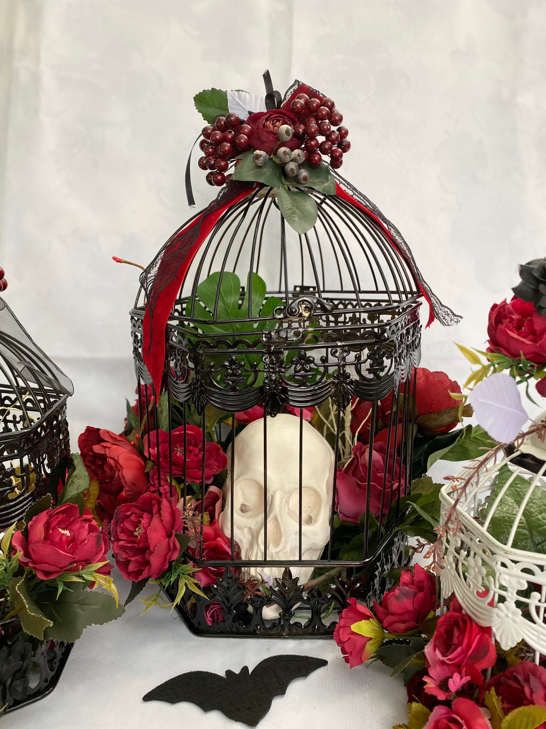 Big Hanging Black Bird Cage With Flowers, Decorative Bird Cage, Wedding Birdcage, Wedding Decor