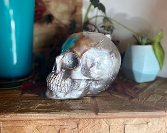 Human skull white plaster skull, Human skull replica, Realistic skull, Gothic home decoration, Desk skull decor sculpture Anatomy skull
