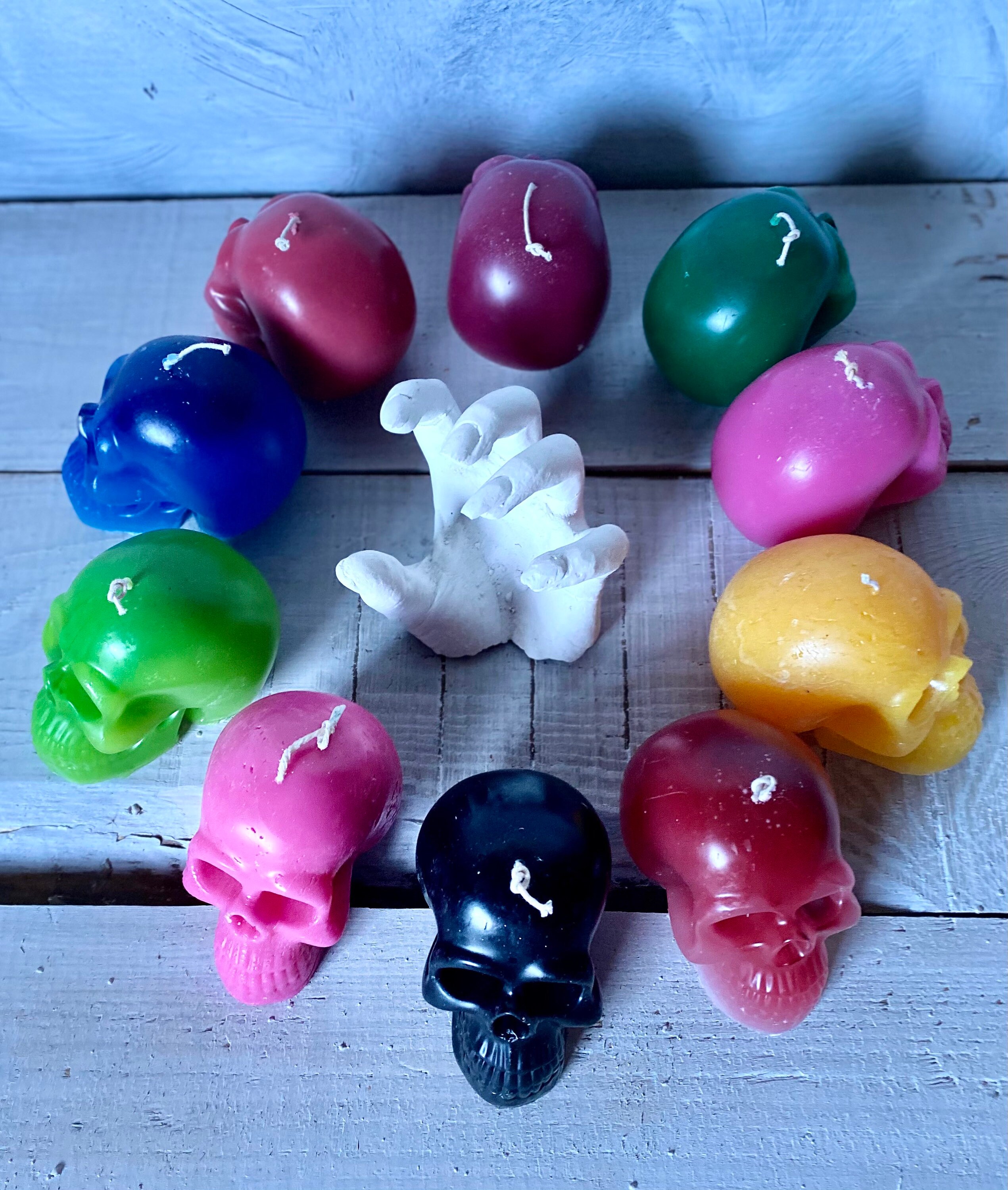 Many Colors Skull Candle, Big Gothic Skull Candles, Gothic Decorations