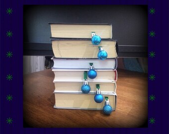 Ribbon for book, Christmas balls bookmark, book lover gift, literary gifts, Christmas gift for Friends Bookworm, Planner Accessory, Holiday