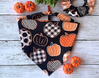 Personalized Pumpkin Dog Bandana, Fall Pet Accessories