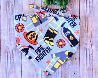 Firefighter Dog Bandana, 911 EMS, Personalized Cotton Tie-On