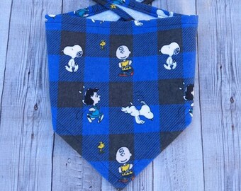 Snoopy Dog Bandana, Peanuts Character, Cotton Plaid