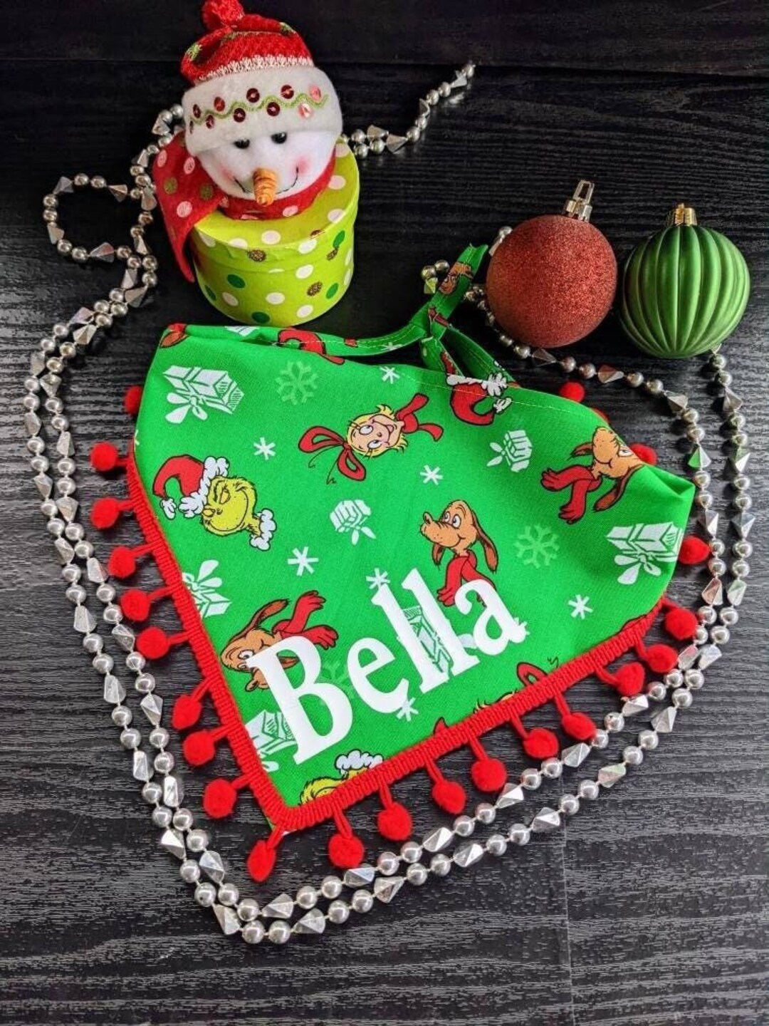 GRINCH Dog Bandana, Christmas Dog Bandana, Dog Bandana, Holidays Dog