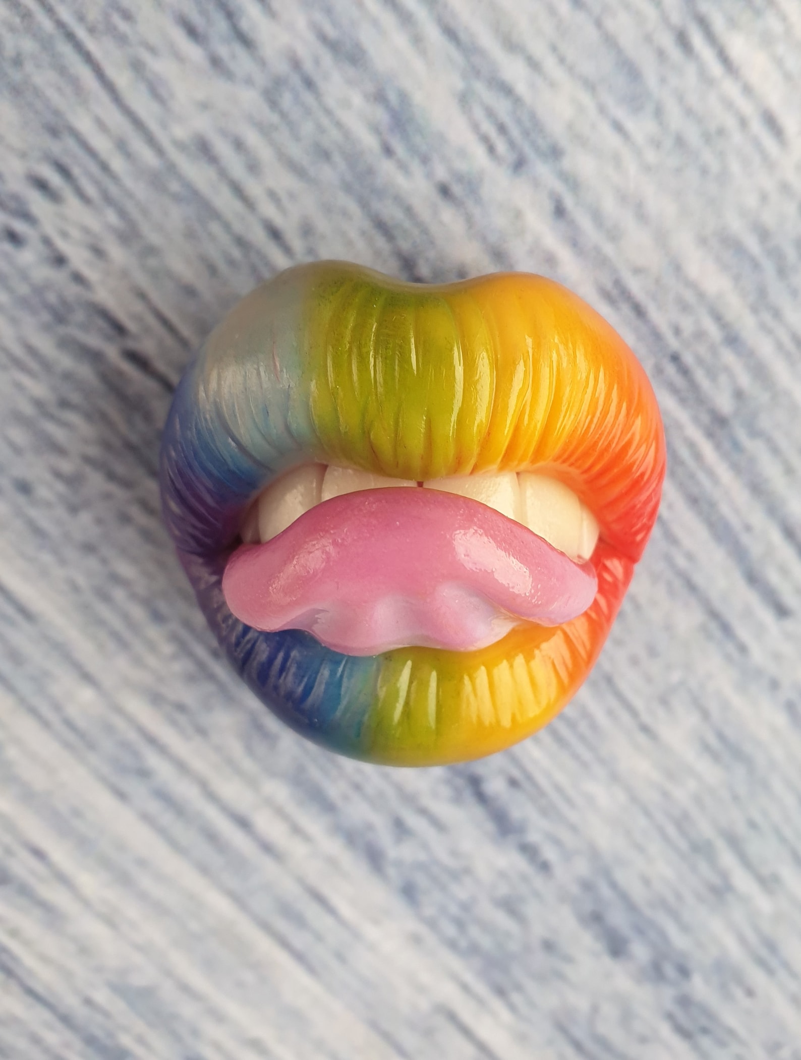 Rainbow lips brooch Brooch Polymer clay brooch Polymer clay Etsy