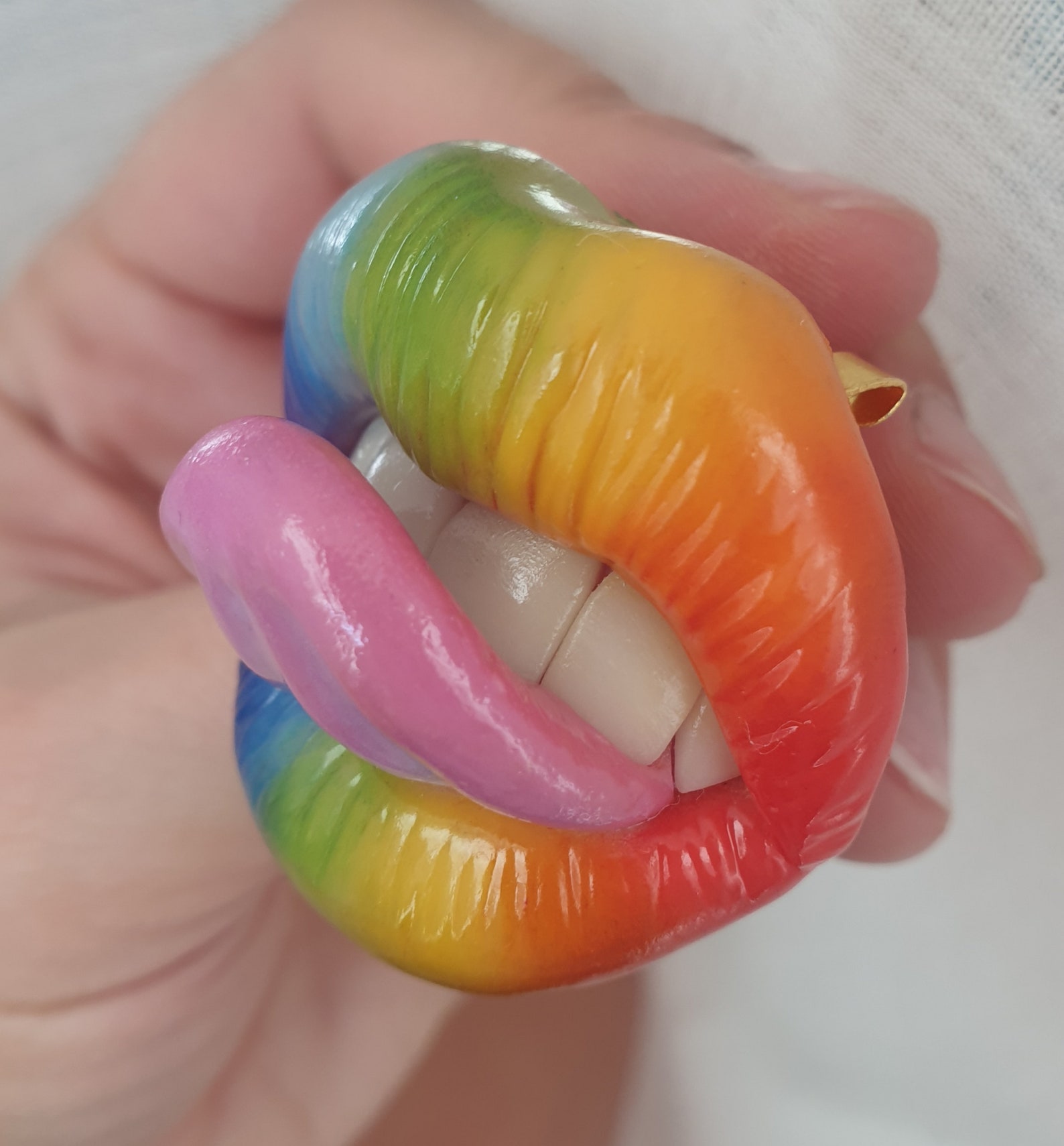 Rainbow lips brooch Brooch Polymer clay brooch Polymer clay Etsy