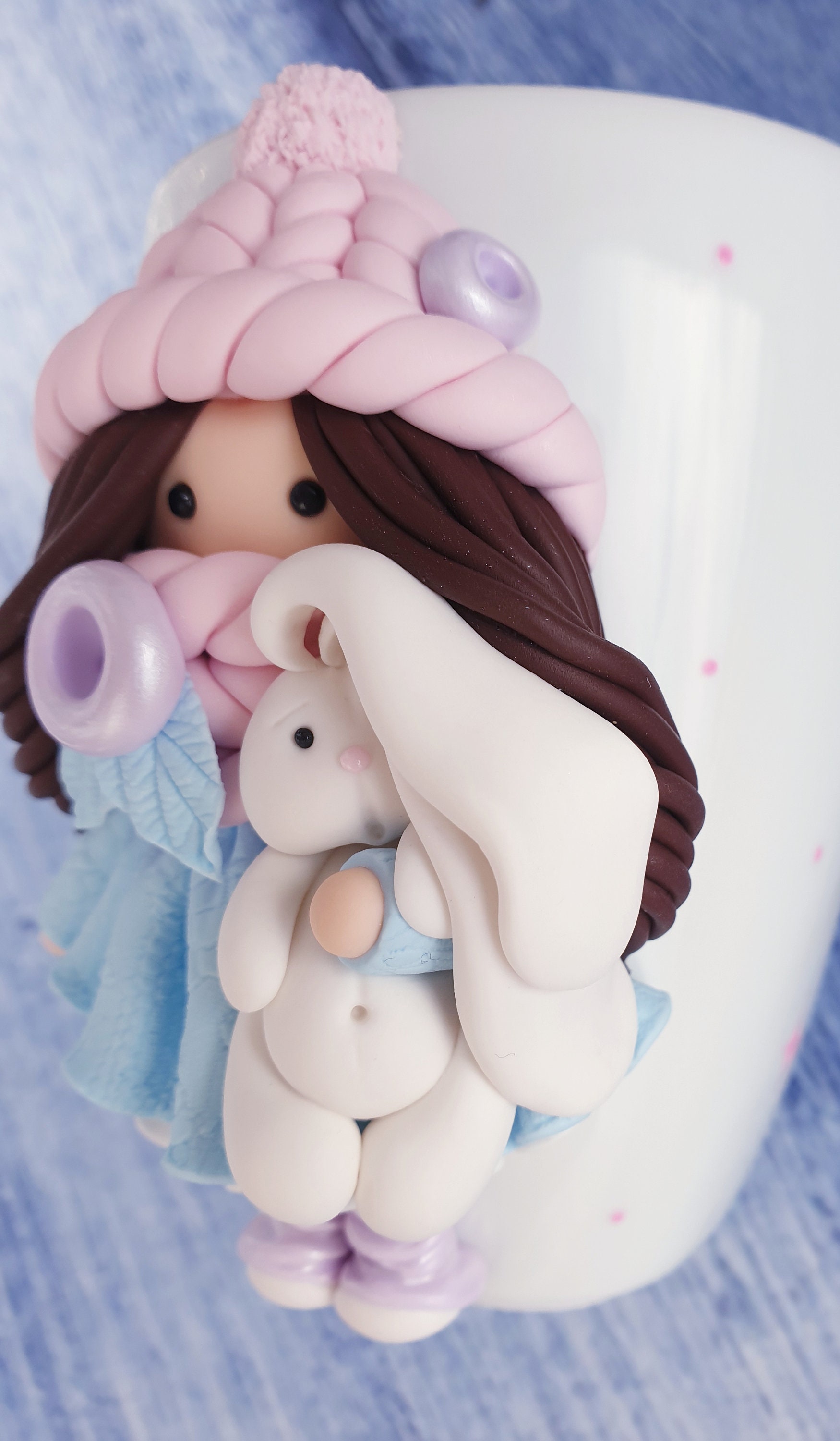 Light blue marshmallow girl Clay mugs Bunny ears Bad bunny Etsy