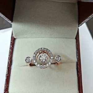 Dancing Moissanite Ring 1.00 Carat  Engagement Ring | Wedding Ring | 14KT Solid Rose Gold Ring  -  ( Video Available )