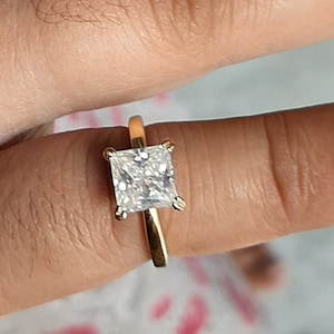 2.30 CT Princess Cut | Moissanite Ring | Engagement Ring | Wedding Ring | 14KT Solid Yellow Gold Ring