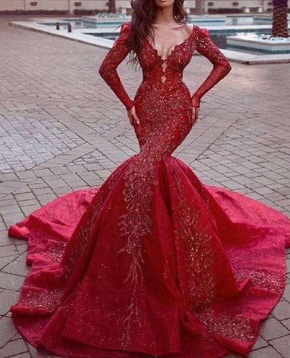 red gown for engagement