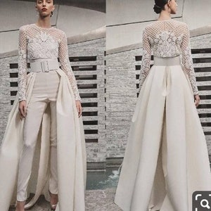 Weisse Braut Prom Overall Mit Cape Hochzeit Empfang Overall Etsy
