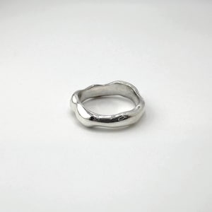 Handmade Sterling Silver Organic Wavy Ring Sandcast Ring One of a Kind.