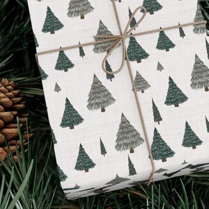 Carta da regalo ecologica per Natale in stile fattoria moderna - Verde salvia - Rotolo di carta da regalo semplice per le feste - Rustico - Cottagecore-
