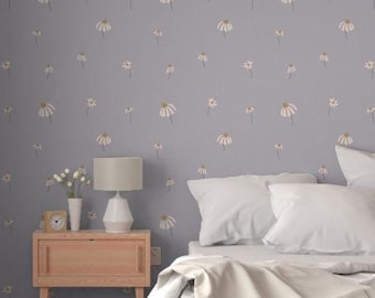 Flowered Daisy Peel and Stick Garden Wallpaper | Boho Chic Nursery Decoration| Baby Girls Teen Tween | Kids Play Room  | 17995614