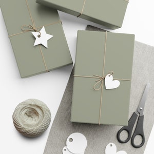 Carta da regalo ecologica Mid Sage Green - Verde tinta unita - Rotolo di carta da regalo semplice per le feste - Compleanno - San Valentino - Pretty Farmhouse