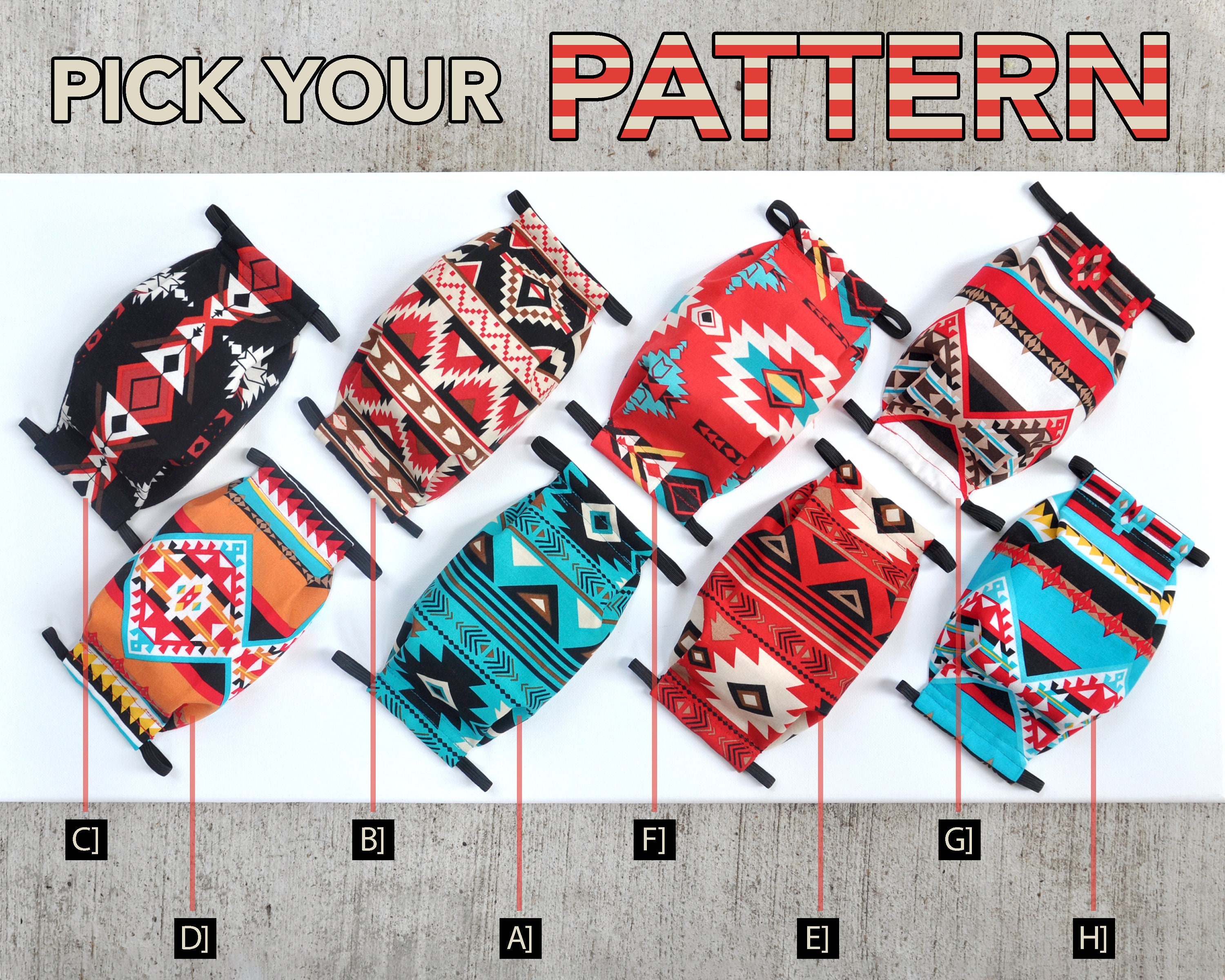 Update! Pick Your PATTERN Single Cotton Face Mask w/ Filter Pocket (D…