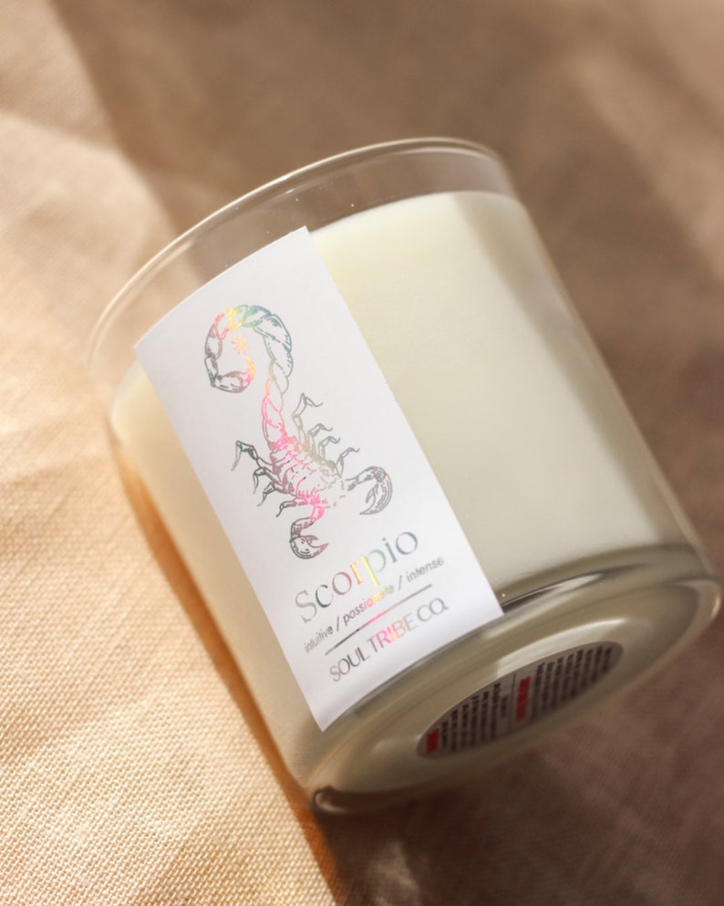 Iridescent Scorpio Candle with Healing Crystals for Manifestation // Zodiac Candle image 2