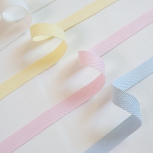 Organic Cotton Twill Ribbon 6 and 10mm, Cotton Ribbon, Ribbon for baby clothes, Pastel braid, Pastel ribbon, Ribbon for wedding