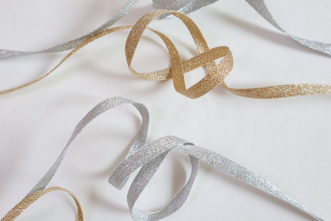 Sewing String Ribbon Double-sided Satin Ribbon Gold and Silver 6, 9, 12, 18mm for Sewing ...