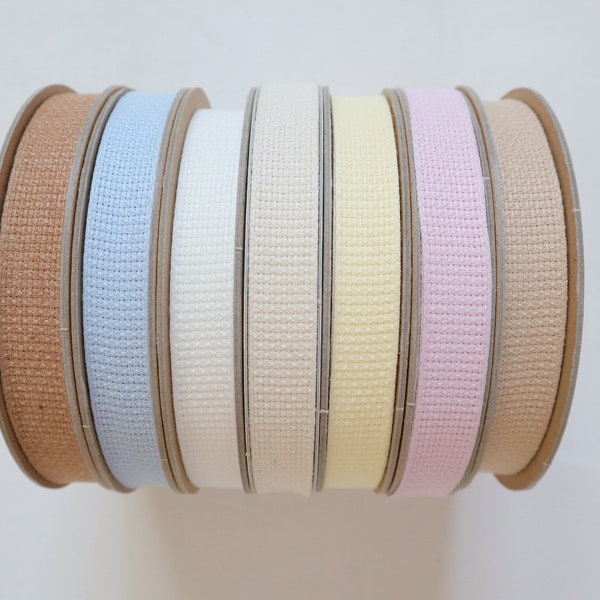 Airy woven organic cotton ribbon 10mm, 15mm