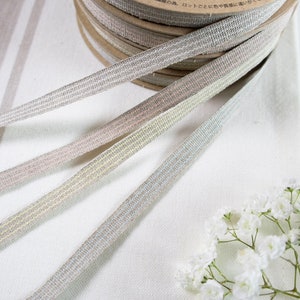Linen Ribbon 3 stripes 9 mm, striped ribbon, wedding decoration ribbon, gift wrapping, natural colors, braid, *sold by the meter*