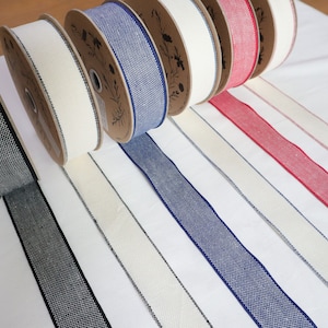 100% Linen Ribbon 30mm, Striped Ribbon, Hat Ribbon, Embroidery Ribbon, Wedding Decoration Ribbon,*sold by the meter*