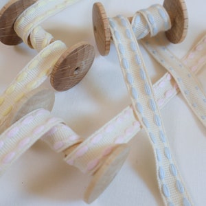 Organic Cotton Ribbon with Stitching 12 mm, Organic Cotton Ribbon with Stitching, Ribbon for Sewing, *sold by the meter*