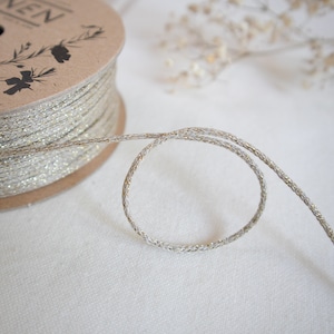 Gold and beige glitter linen jewelry cord, Gold jewelry cord, Bracelet cord, Macrame linen cord, Linen twine, *sold by the meter*