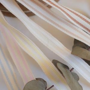 12mm Organic Cotton Ribbon, Striped Ribbon, Wedding Decoration Ribbon, Gift Wrapping, Baby Clothing, *sold by the meter*