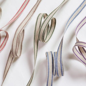 Leinenband mit 10mm Streifen, Streifenband, Hochzeitsdekoband, Geschenkverpackung, Naturfarben, Schleifenband*Meterware*