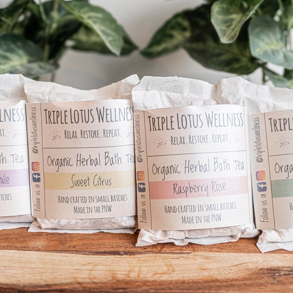 Organic Herbal Tub Teas | Aromatherapy Bath Tea | Essential Oils | Spa Gift | Relaxation Gift | Self Care | Party Favors | Postpartum Gift