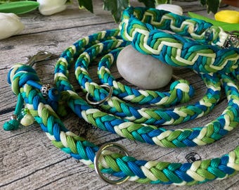 Set aus Hundehalsband und Leine/Führleine, handgefertigt aus Paracord, personalisierbar, Farbkombi LovelyPond