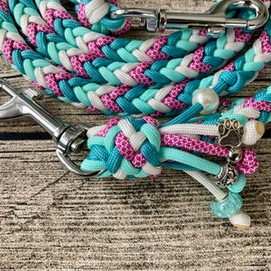 Braided dog leash / lead leash handmade from paracord in the color combination PastelBlossom, different lengths, customizable