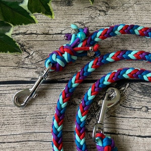 Braided dog leash / lead handmade from paracord in color combination ShiningBright, different lengths, customizable