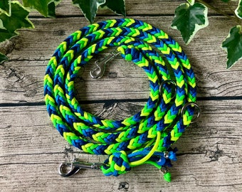 Braided dog leash / lead leash handmade from paracord in BrightSide color combination, different lengths, customizable