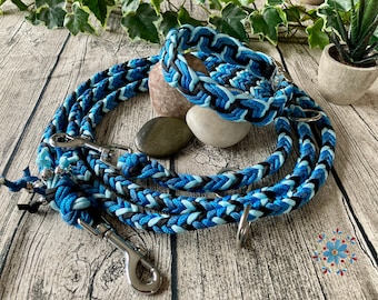 Dog collar and leash set, handmade from paracord, customizable, SeaBreeze colour combination