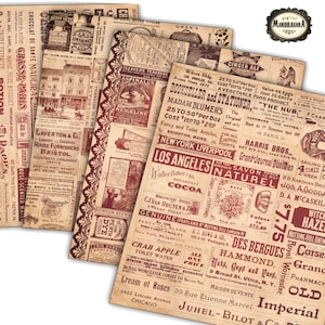 Vintage Snippets and Ephemera Ads Digital Download for Paper Crafts and Junk Journaling