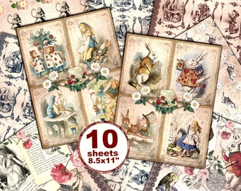 Alice in Wonderland Paper Pack: Printable Scrapbook Kit (Digital Download)
