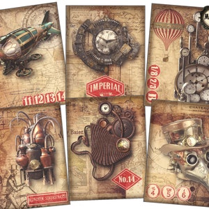 Steampunk  Victorian grunge scrapbook junk journal ATC cards embellishments, digital download