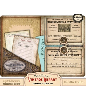 Vintage Library Ephemera Folio Kit: Junk Journal (Digital Download)