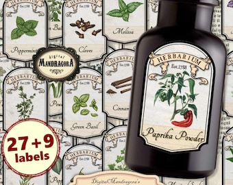 Apothecary Herb & Spice Labels: Vintage Style (Digital Download)